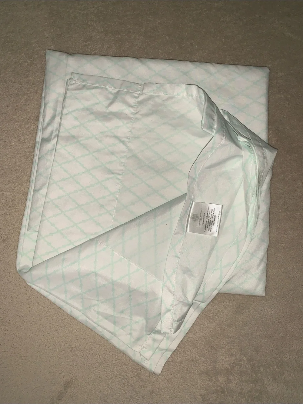 Classic White & Mint Diamond Pattern Cotton Bedding Set